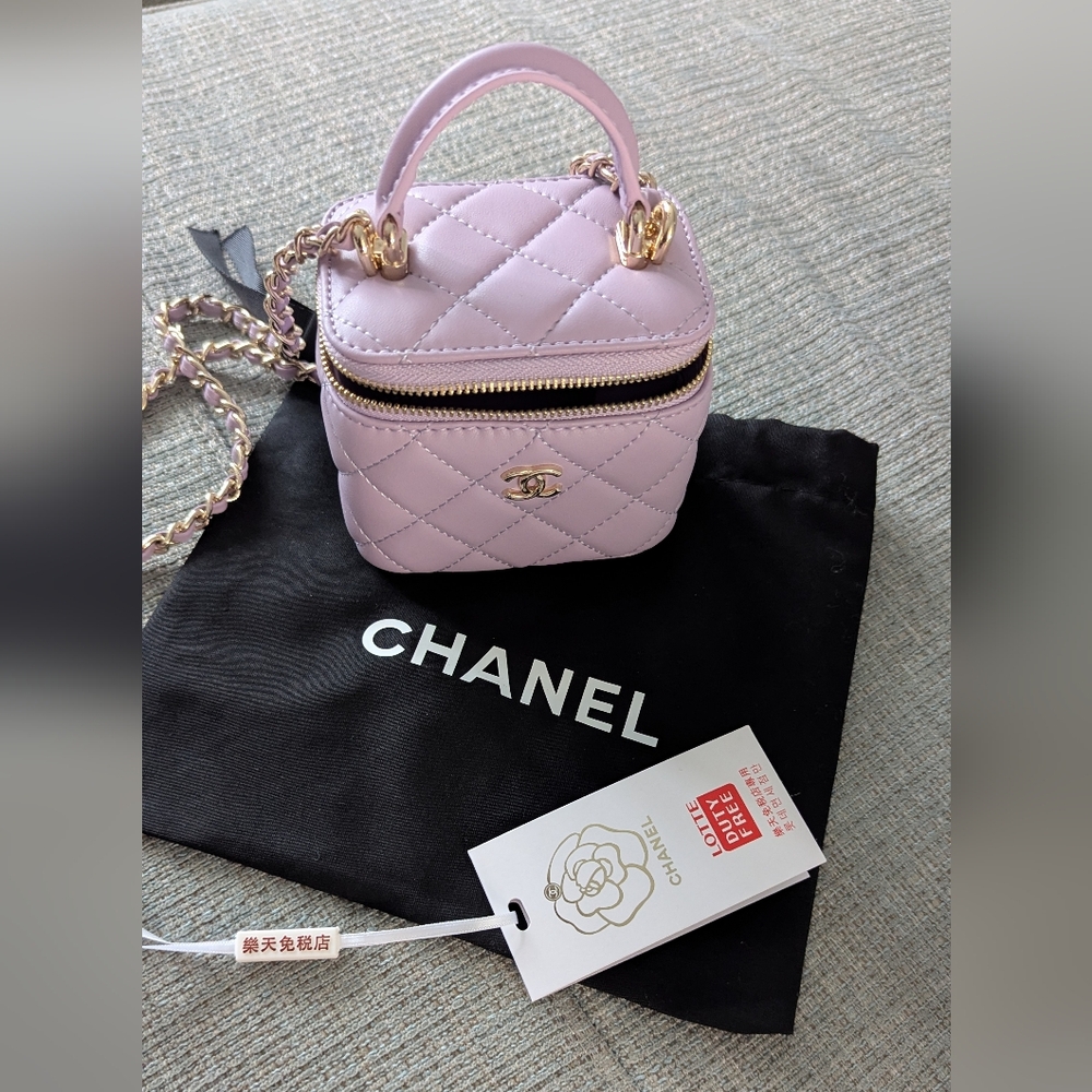 Mini lilac Quilted Lavender Quilted Mini Top-Handle Crossbody with Gold Hardware